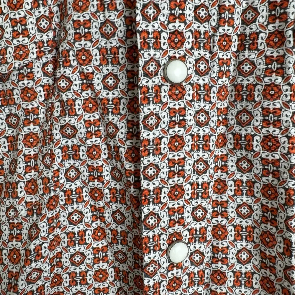 Roper Teen Boys Western Pearl Snap Shirt Orange Printed Size XL or 16/18 Rodeo